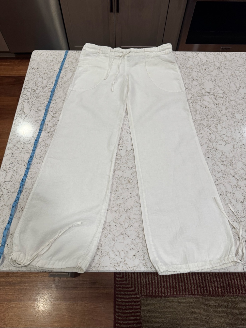 White Drawstring Linen Pants